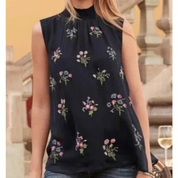 Sundance Altamira Floral Embroidered Tank in Black Size Medium Petite Bohemian - Picture 5 of 5